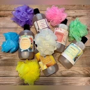 Hand Crafted Vegan Liquid Body Soaps and Body Wash.  FREE pouf. New Scents!